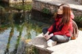 Girl in the china old town in yunnan lijiang Royalty Free Stock Photo