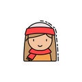 Girl christmas colored icon. Element of new year avatars icon for mobile concept and web apps. Colored Girl christmas icon can be Royalty Free Stock Photo