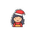 Girl christmas colored icon. Element of new year avatars icon for mobile concept and web apps. Colored Girl christmas icon can be Royalty Free Stock Photo