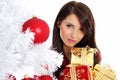 Girl with christmas surprise Royalty Free Stock Photo