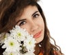 Girl with chrysanthemum Royalty Free Stock Photo