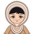 The girl in Chukcha dress. Historical clothes. Portrait, avatar.
