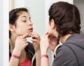 Girl cleaning pores Royalty Free Stock Photo