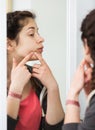 Girl cleaning pores Royalty Free Stock Photo