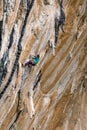 The girl climber climbs Royalty Free Stock Photo