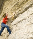 Girl climbing mountain