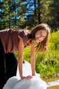 Girl Climbs On Ice Royalty Free Stock Photo