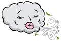 Girl Cloud Blowing Wind Cartoon Royalty Free Stock Photo