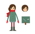 Girl. Coffee. Vector. Winter. Character for animation