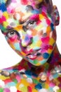 Girl with colored face painted. Art beauty image Royalty Free Stock Photo