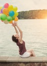 girl with balloons Royalty Free Stock Photo