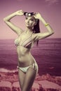 Girl with colorful bikini Royalty Free Stock Photo