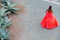 Girl with colorful dress in the main plaza in Oaxaca