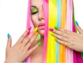 Girl with Colorful Hair and Nail polish Royalty Free Stock Photo