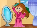 Girl combing hair theme 2 Royalty Free Stock Photo