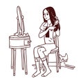 Girl combing her hair