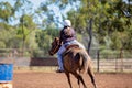 Girl Competing In Barrel Racing At Outback Country Rodeo Royalty Free Stock Photo