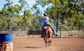 Girl Competing In Barrel Racing At Outback Country Rodeo Royalty Free Stock Photo