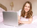 The girl with the computer Royalty Free Stock Photo