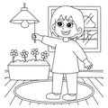 Girl Conserving Energy Coloring Page for Kids