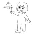 Girl Conserving Energy Isolated Coloring Page