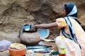 Girl Cooking Food In Village