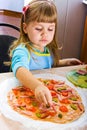 Girl cooking pizza