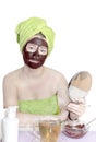 Girl with cosmetic mask Royalty Free Stock Photo