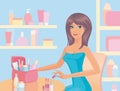 Girl with cosmetics