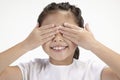 Girl covering her eyes with her hands. Conceptual image Royalty Free Stock Photo