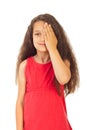 Girl covering one eye Royalty Free Stock Photo