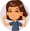 Girl Covering up Her Ears Hearing a Stressful Noise Royalty Free Stock Photo