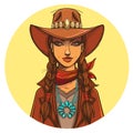 Girl in a cowboy hat. Portrait of a beautiful woman. Country style for t-shirt design or print Royalty Free Stock Photo
