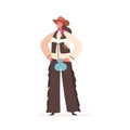 Girl Cowboy Wear Traditional Wild West Costume and Hat. Kid Character Playing Western Personage during Festival or Game