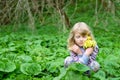 Girl with cowslip flower