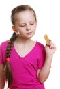 Girl with cracker Royalty Free Stock Photo