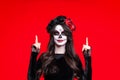 Sugar skull makeup on happy Halloween party Royalty Free Stock Photo