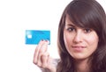 Girl with credit card in hand