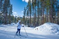 Girl cross-country skiing in Colorado. Royalty Free Stock Photo