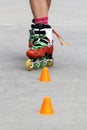 Girl crossing while skating Royalty Free Stock Photo