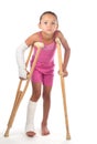 Girl with crutches Royalty Free Stock Photo