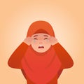 Girl Crying Expressions Gesture, Cartoon Illustration