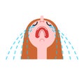 Girl crying head. Woman weeping. Tears from eyes. Vector illustration Royalty Free Stock Photo