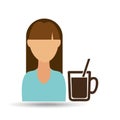 girl cup coffee fresh hot icon graphic Royalty Free Stock Photo