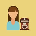 girl cup coffee fresh hot icon graphic Royalty Free Stock Photo