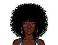 Girl with curly afro hairstyle and dark skin