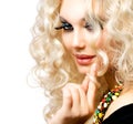 Girl with Curly Blond Hair Royalty Free Stock Photo