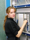 Girl customer engineer of exchange