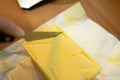 Girl Cutting Butter, a Key Ingredient for Cheese Scones
