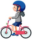 A girl cycling cartoon character